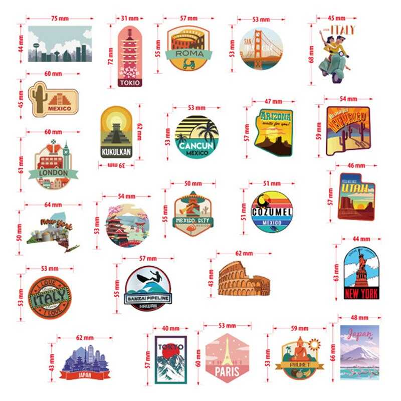 Countries Famous Buildings Stickers Pack – Iconic Landmarks-ChandeliersDecor