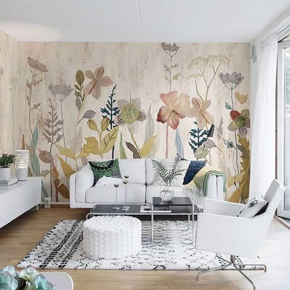 Countryside Flowers Wallpaper Mural: Enhance Your Space-ChandeliersDecor.com