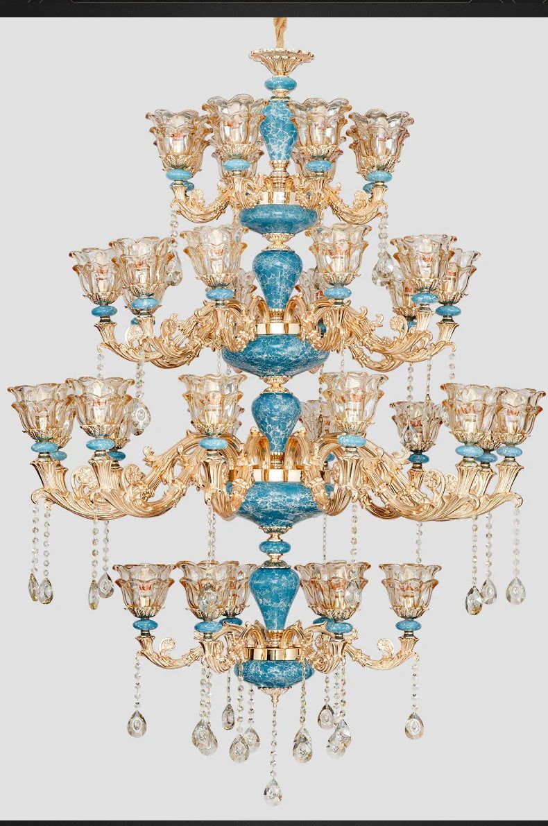 Crystal Ceramic Tier Chandelier - Elevate Your Space with Timeless Elegance-ChandeliersDecor