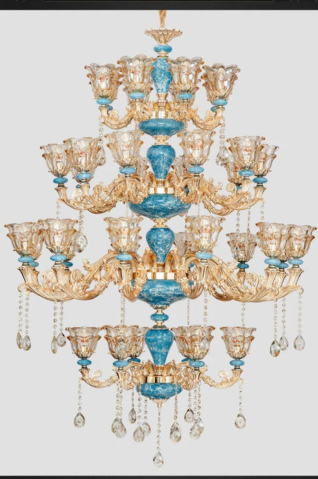 Crystal Ceramic Tier Chandelier - Elevate Your Space with Timeless Elegance-ChandeliersDecor