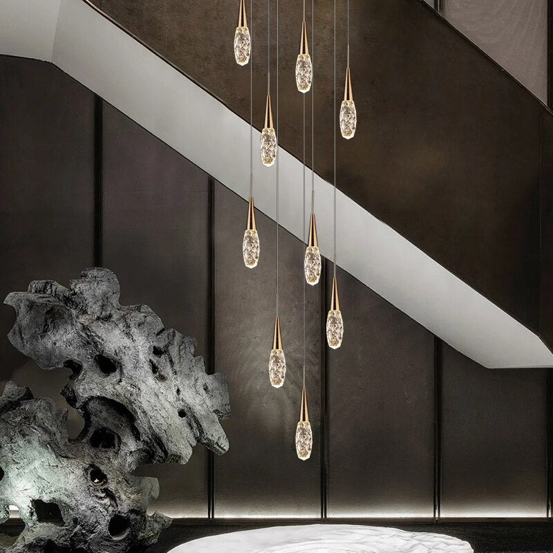 Crystal Cones Staircase Chandelier – Stunning Elegance-ChandeliersDecor