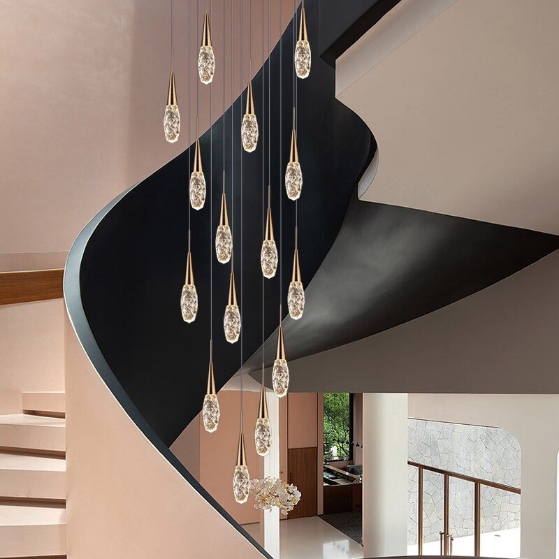 Crystal Cones Staircase Chandelier – Stunning Elegance-ChandeliersDecor
