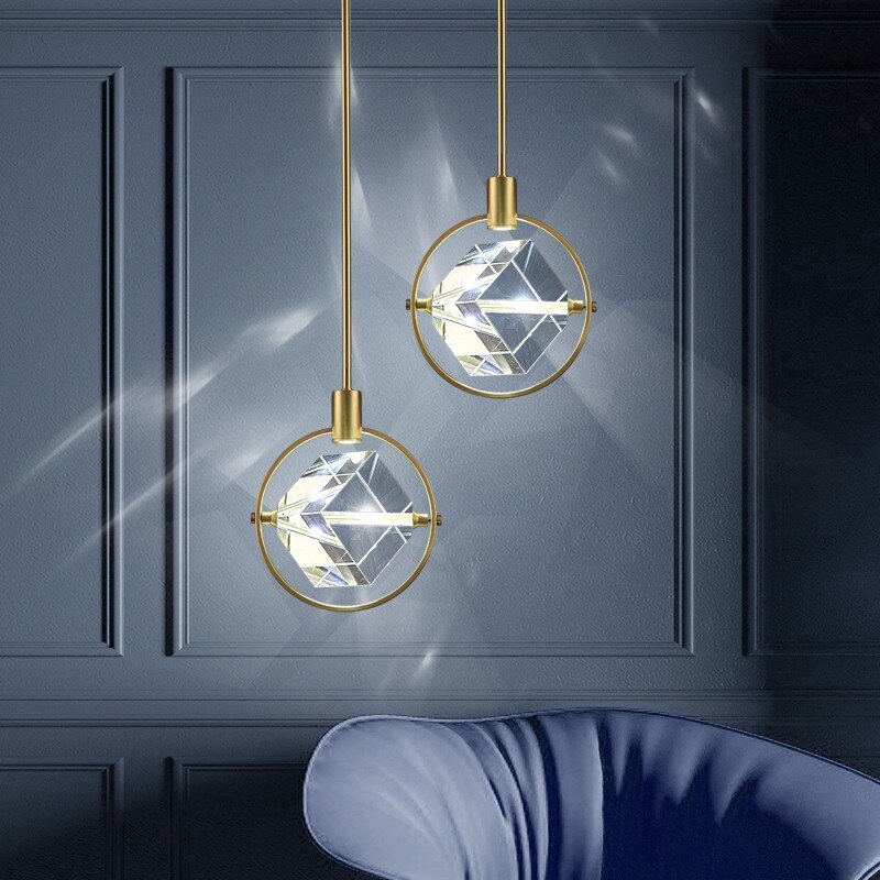 Crystal Cube LED Rotatable Pendant Chandelier-ChandeliersDecor