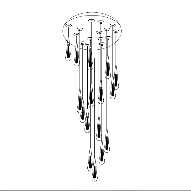 Crystal Drops Staircase Chandelier: Elegant Lighting-ChandeliersDecor