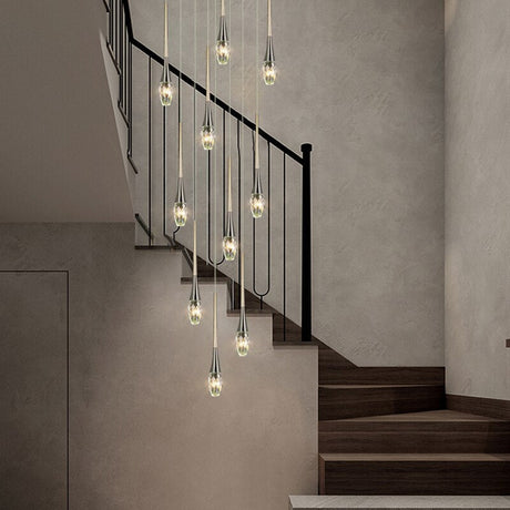 Crystal Drops Staircase Chandelier - Exquisite Home Lighting-ChandeliersDecor