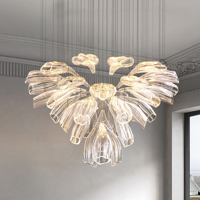 Crystal Glass Petals Chandelier: Elegant Lighting Fixtures-ChandeliersDecor