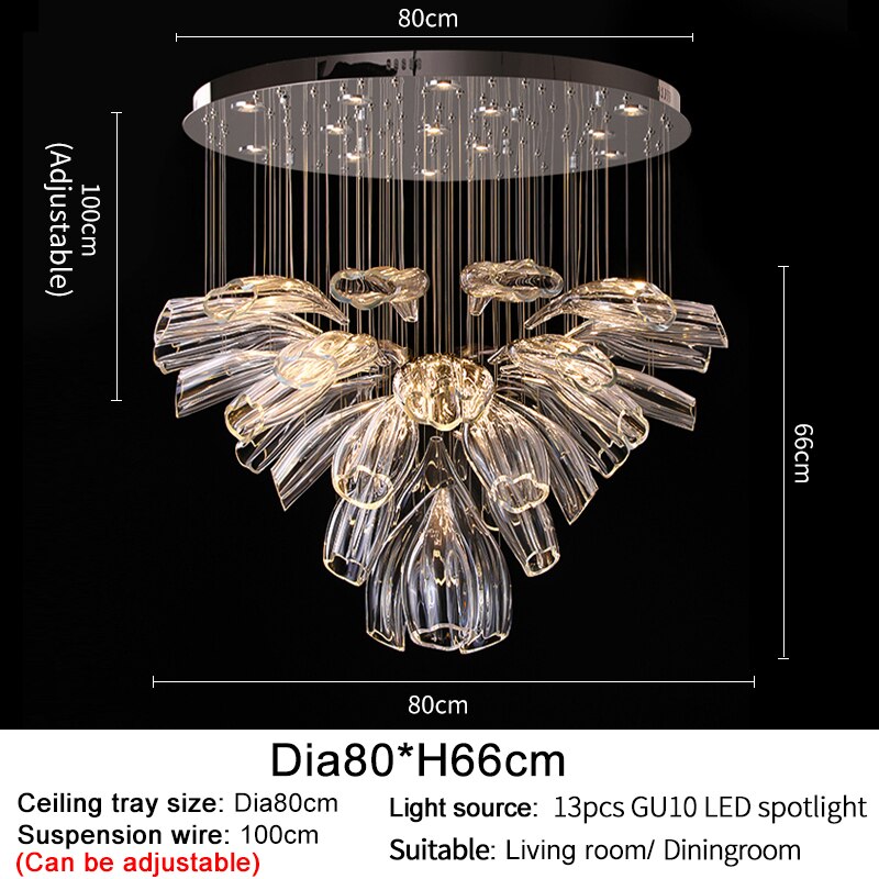 Crystal Glass Petals Chandelier: Elegant Lighting Fixtures-ChandeliersDecor