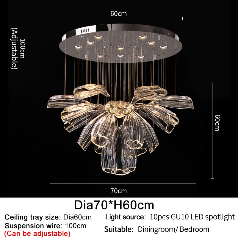 Crystal Glass Petals Chandelier: Elegant Lighting Fixtures-ChandeliersDecor