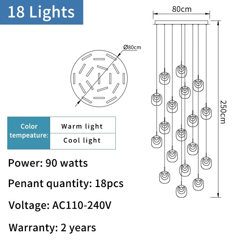 Crystal LED Pendant Chandelier – Rotating Staircase Lighting-ChandeliersDecor