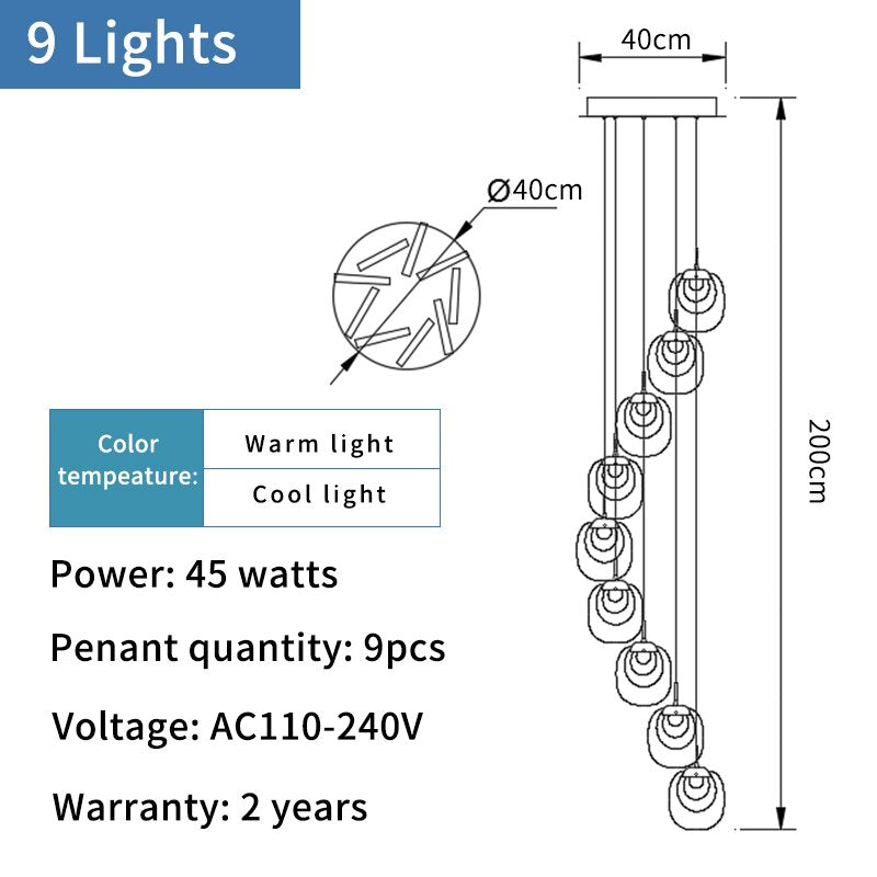 Crystal LED Pendant Chandelier – Rotating Staircase Lighting-ChandeliersDecor