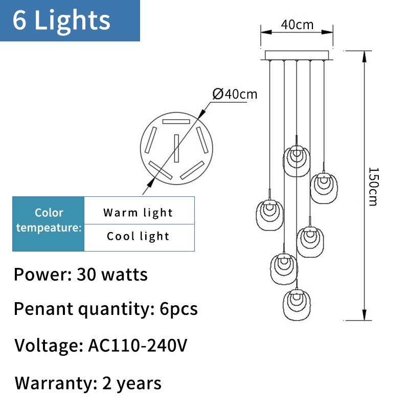 Crystal LED Pendant Chandelier – Rotating Staircase Lighting-ChandeliersDecor