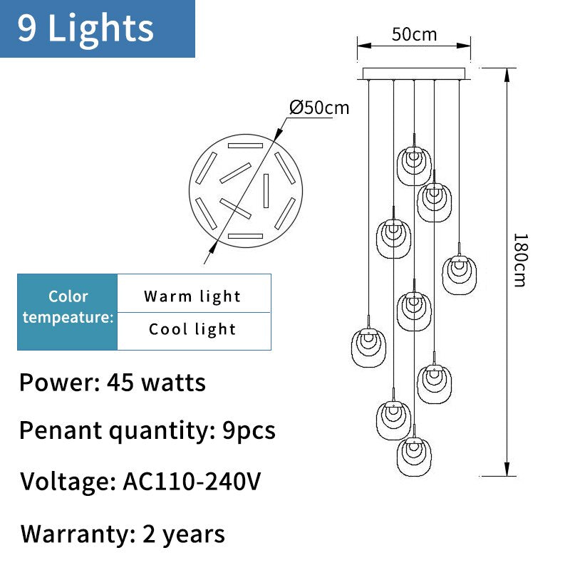 Crystal LED Pendant Chandelier – Rotating Staircase Lighting-ChandeliersDecor