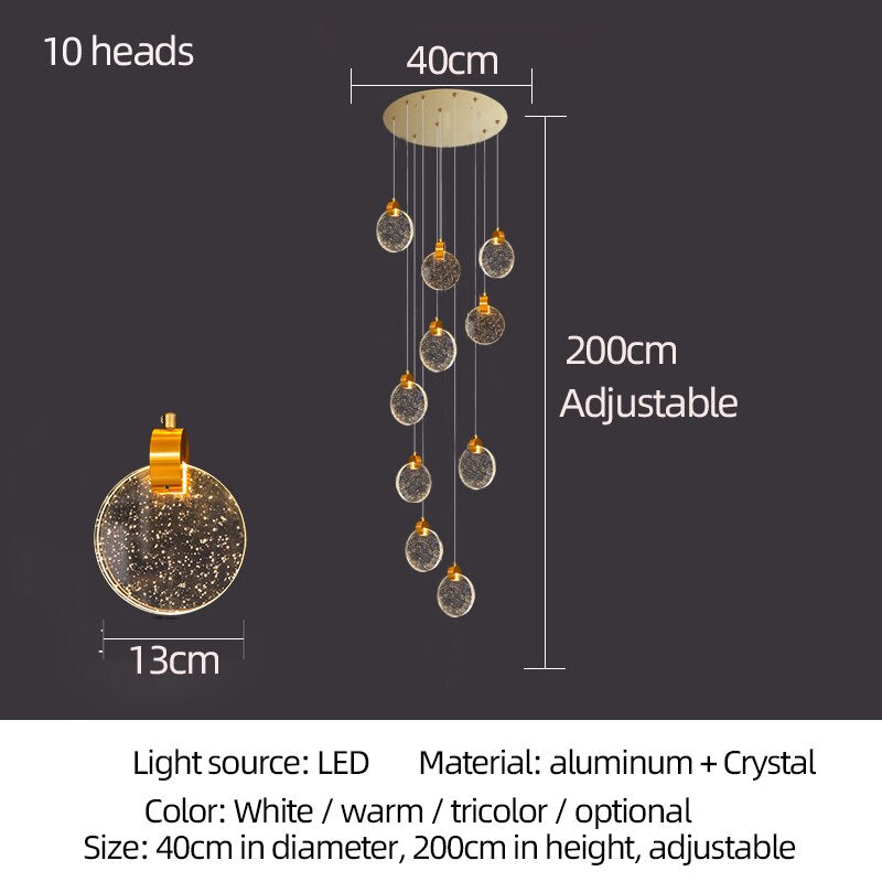 Crystal Rings Staircase Chandelier: Premium Lighting-ChandeliersDecor