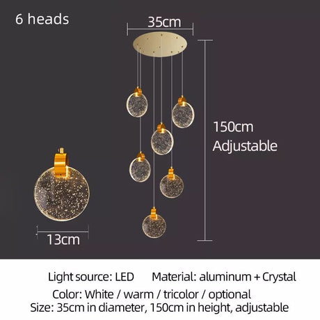 Crystal Rings Staircase Chandelier: Premium Lighting-ChandeliersDecor