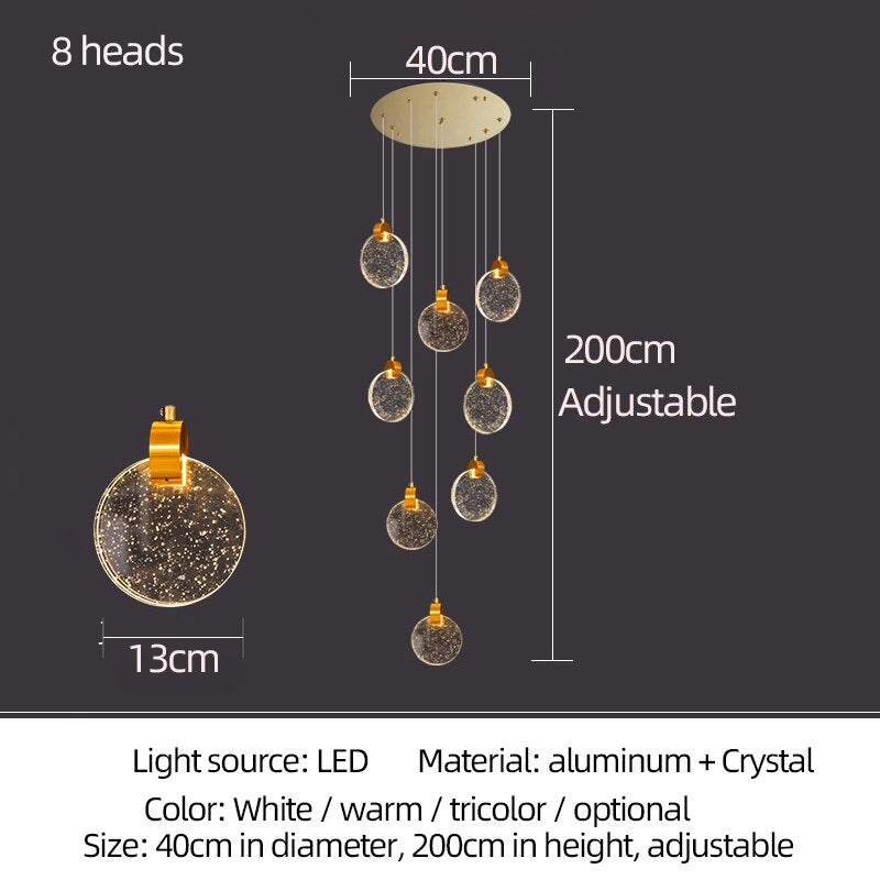 Crystal Rings Staircase Chandelier: Premium Lighting-ChandeliersDecor