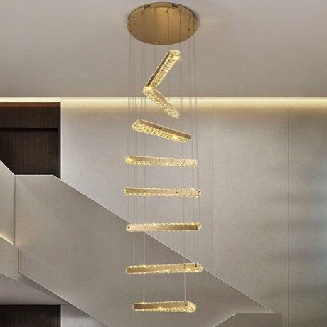 Crystal Rotating Bars Stairs LED Chandelier-ChandeliersDecor