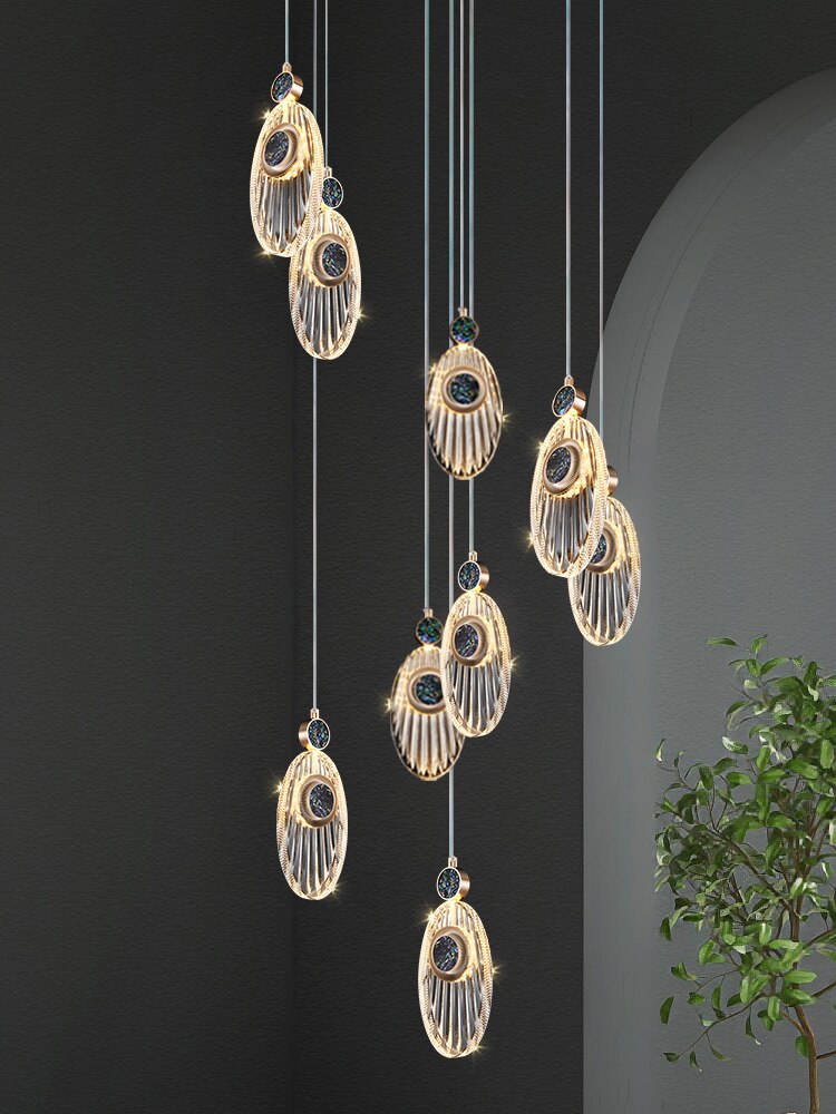 Crystal Shell Staircase Chandelier - Exquisite Lighting-ChandeliersDecor
