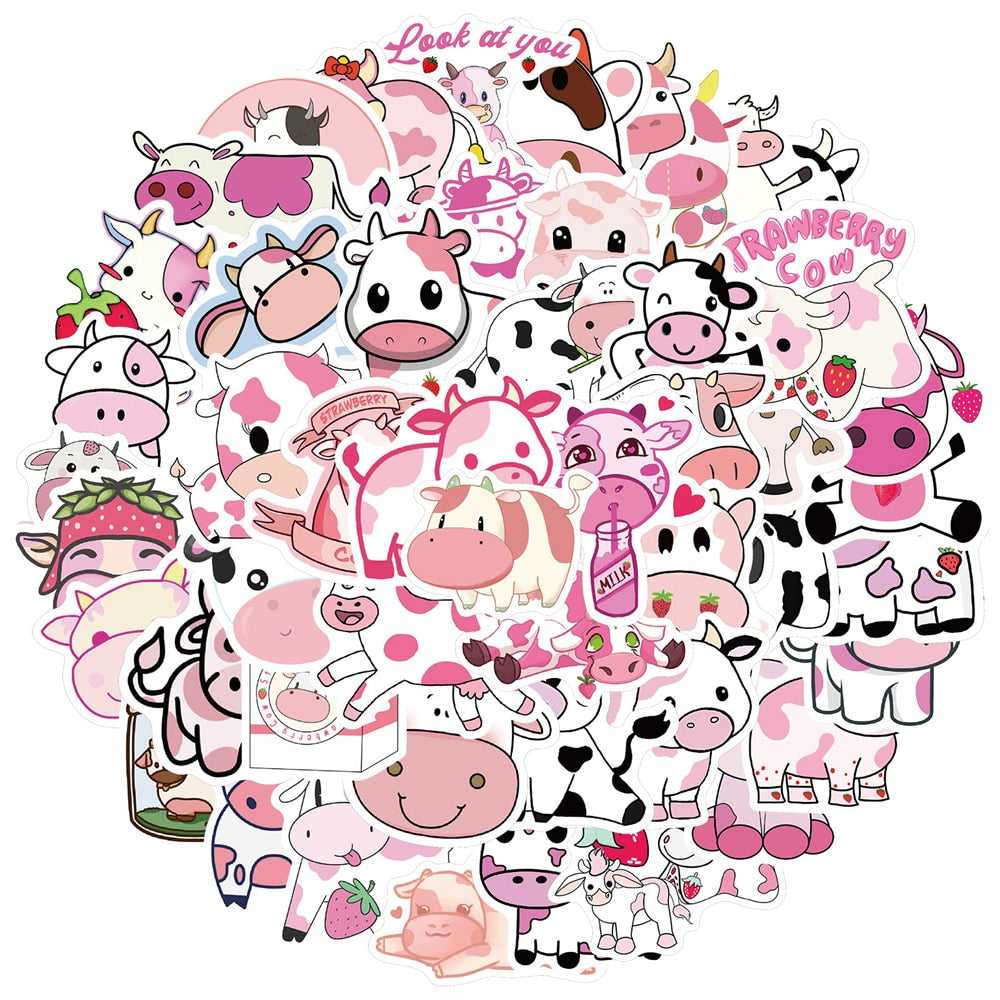 Cut Pink Cow Graffiti Waterproof Sticker-ChandeliersDecor