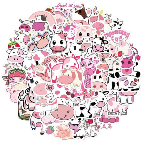 Cut Pink Cow Graffiti Waterproof Sticker-ChandeliersDecor