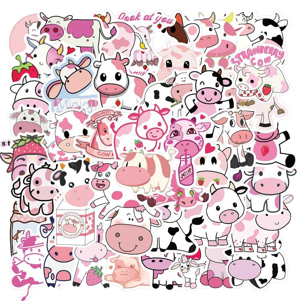 Cut Pink Cow Graffiti Waterproof Sticker-ChandeliersDecor