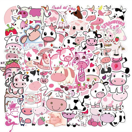 Cut Pink Cow Graffiti Waterproof Sticker-ChandeliersDecor