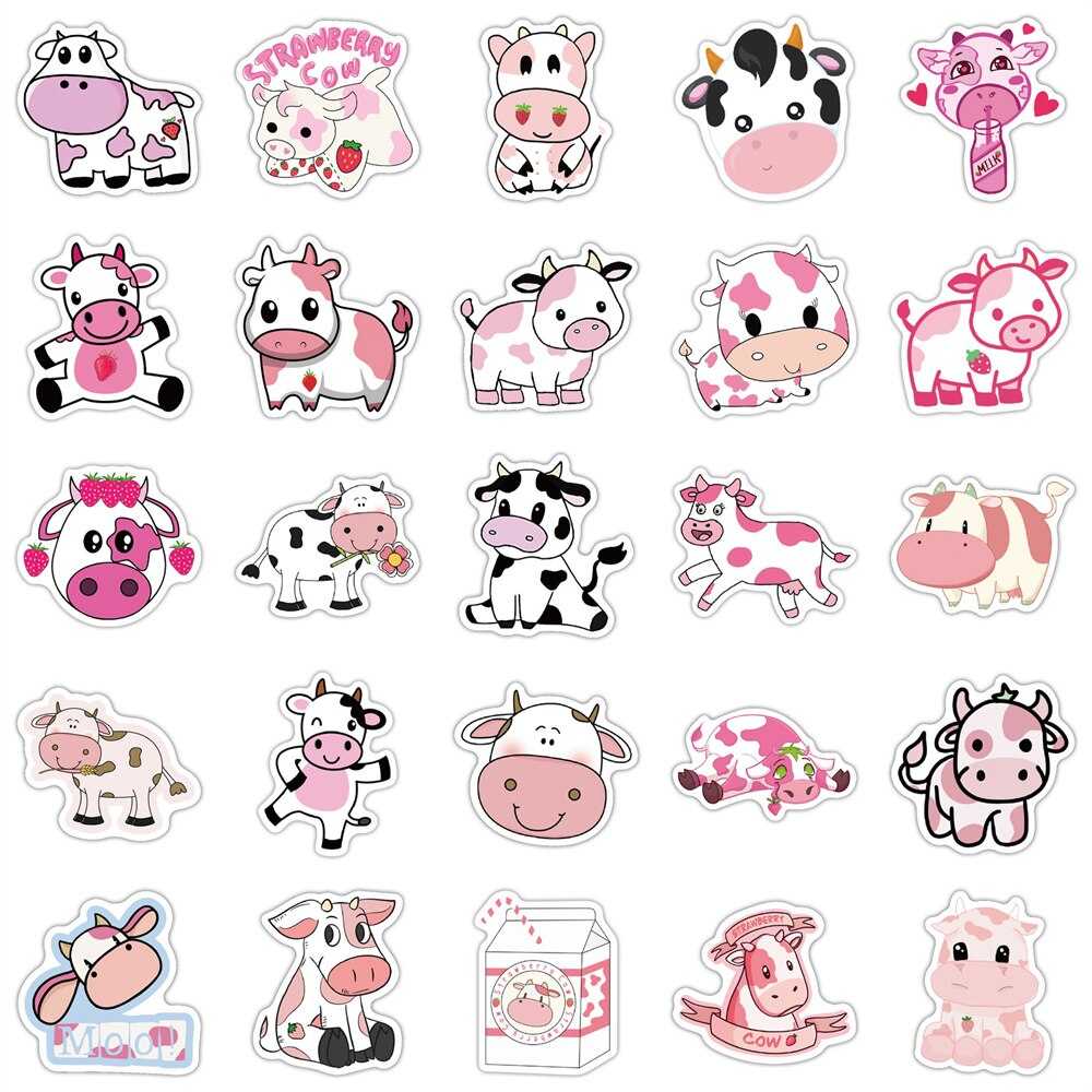 Cut Pink Cow Graffiti Waterproof Sticker-ChandeliersDecor