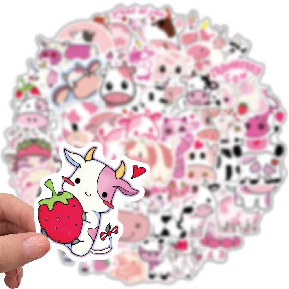 Cut Pink Cow Graffiti Waterproof Sticker-ChandeliersDecor