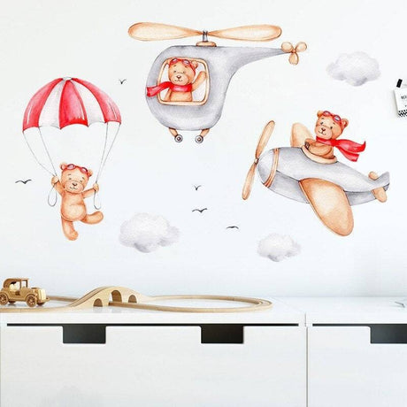 Cute Bear Wall Stickers | Baby Boys Room Wall art | Baby Boy Room Bedroom Nursery Decor