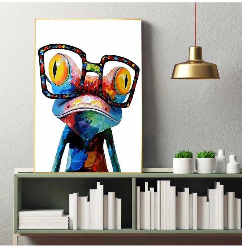 Cute Frog Canvas Wall Art-ChandeliersDecor