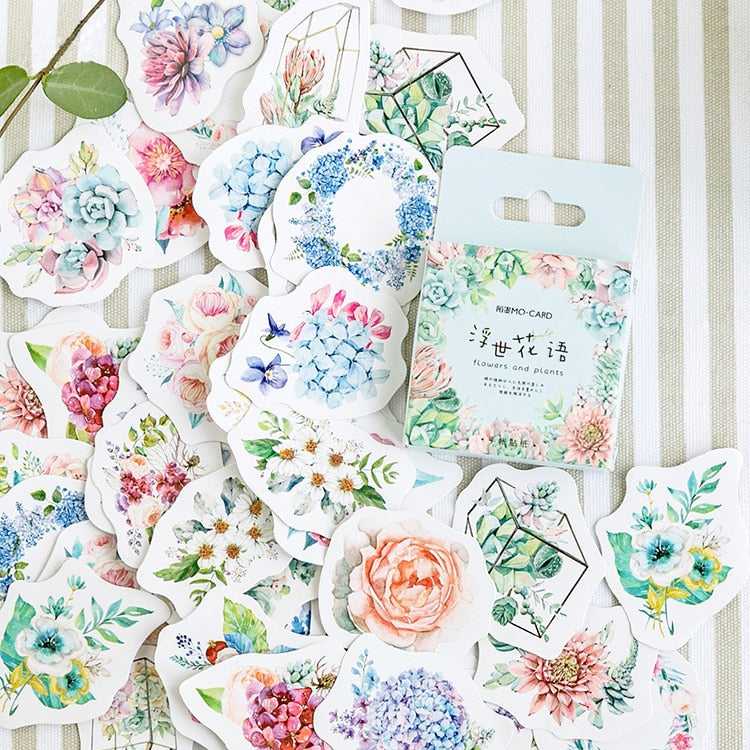 Cute Korean Japanese Journal Paper Diary Flower Stickers Scrapbooking Stationery Teacher School Supplies-ChandeliersDecor