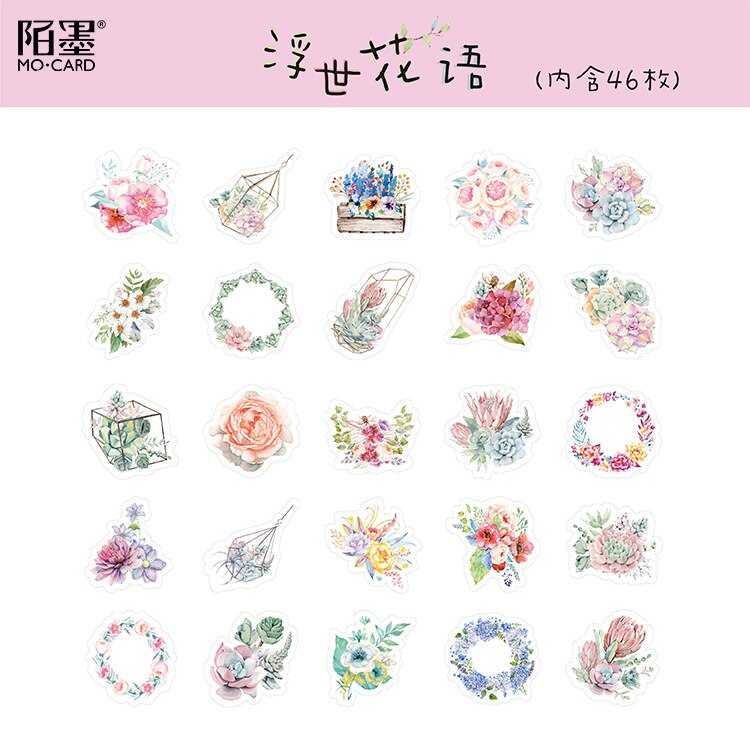 Cute Korean Japanese Journal Paper Diary Flower Stickers Scrapbooking Stationery Teacher School Supplies-ChandeliersDecor