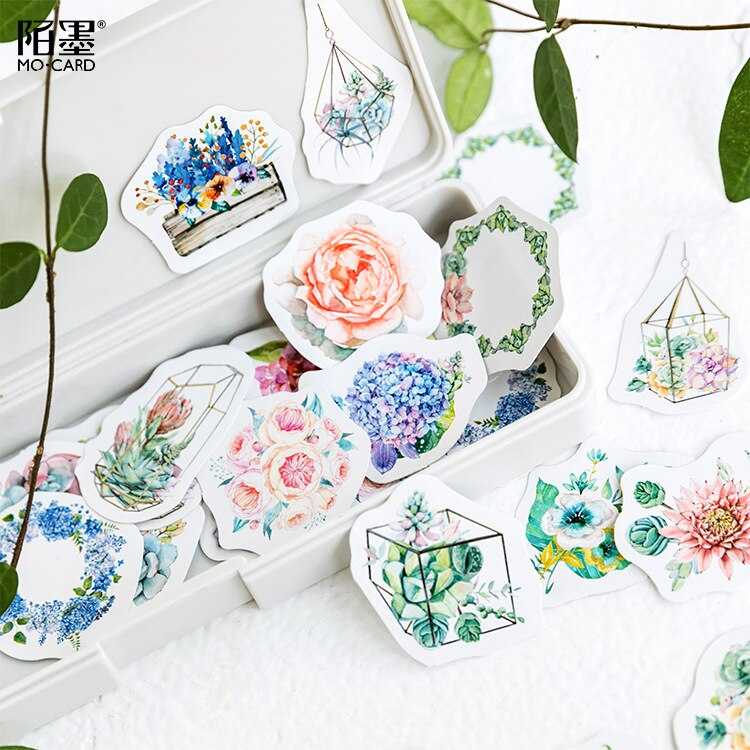 Cute Korean Japanese Journal Paper Diary Flower Stickers Scrapbooking Stationery Teacher School Supplies-ChandeliersDecor