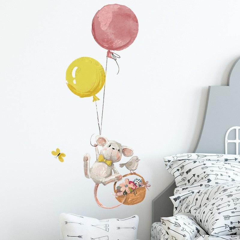 Cute Mouse Balloon Wall Sticker