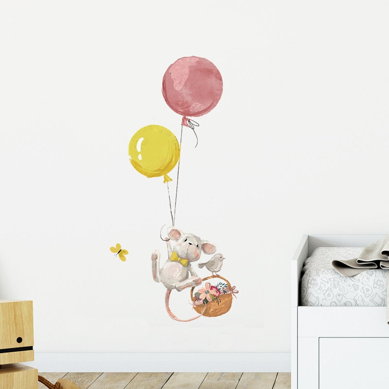 Cute Mouse Balloon Wall Sticker