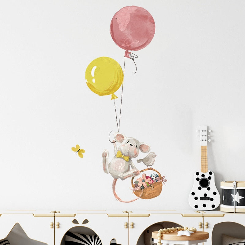 Cute Mouse Balloon Wall Sticker-ChandeliersDecor