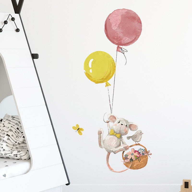 Cute Mouse Balloon Wall Sticker-ChandeliersDecor