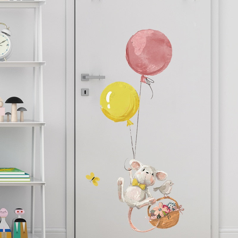 Cute Mouse Balloon Wall Sticker-ChandeliersDecor