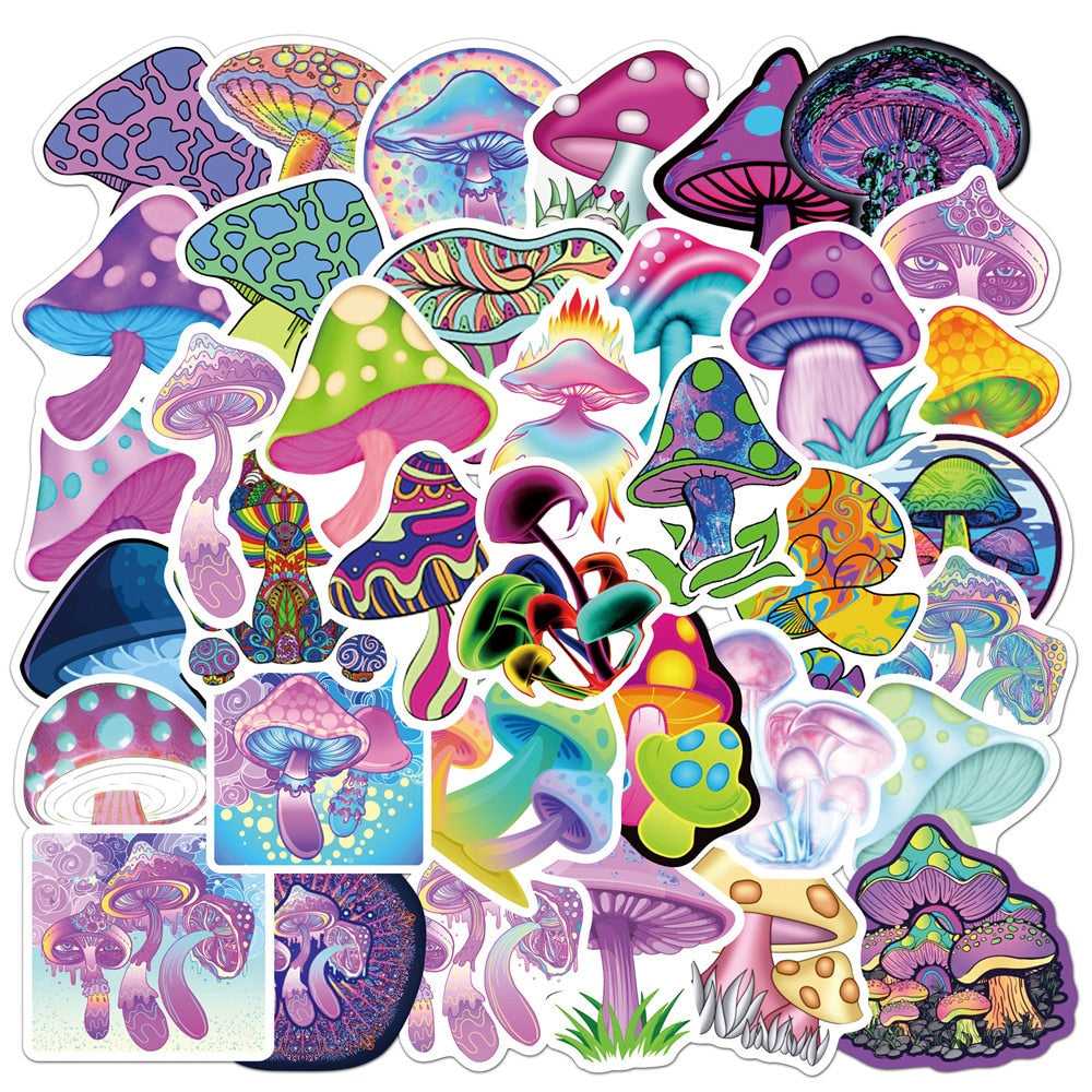 Cute Mushroom Cartoon Graffiti Stickers-ChandeliersDecor