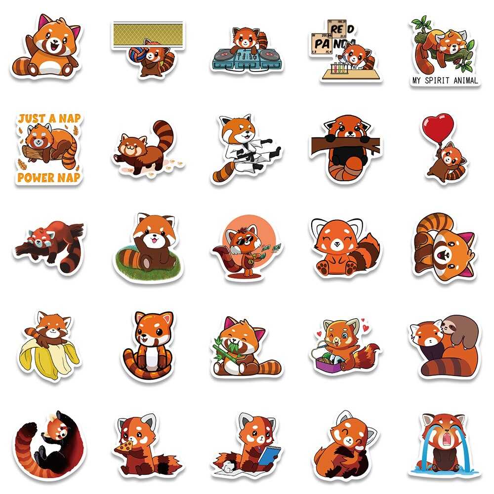 Cute Red Panda Stickers Pack-ChandeliersDecor