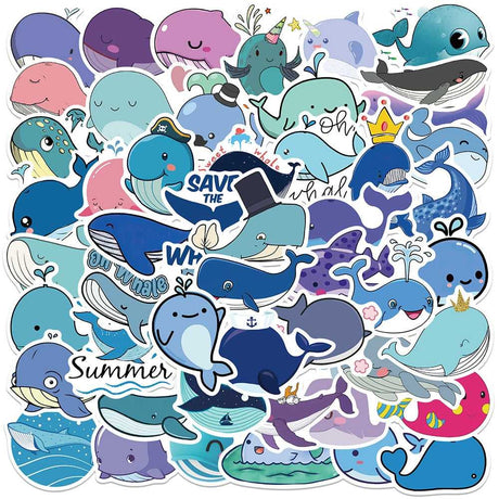 Cute Whale Animal Anime Stickers Pack-ChandeliersDecor