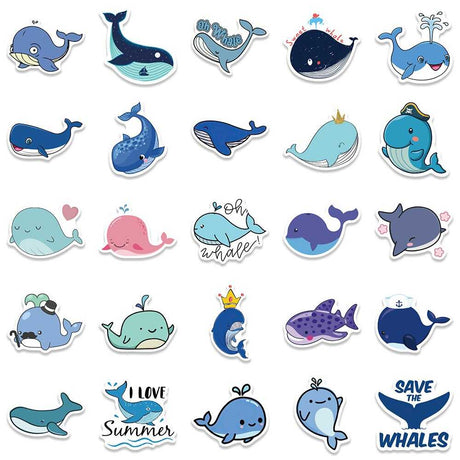 Cute Whale Animal Anime Stickers Pack-ChandeliersDecor