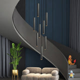 Cylindrical Pendant Staircase Chandelier-ChandeliersDecor