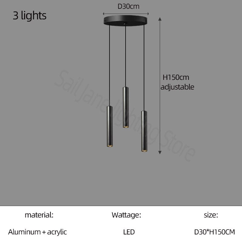 Cylindrical Pendant Staircase Chandelier-ChandeliersDecor