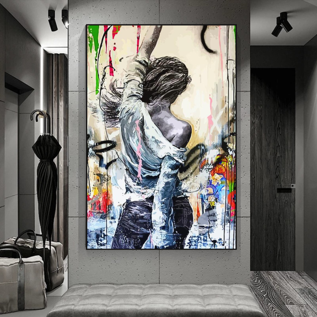 Dancing Girl Street Graffiti Canvas Wall Art-ChandeliersDecor