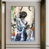 Dancing Girl Street Graffiti Canvas Wall Art-ChandeliersDecor