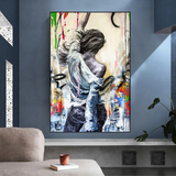 Dancing Girl Street Graffiti Canvas Wall Art-ChandeliersDecor