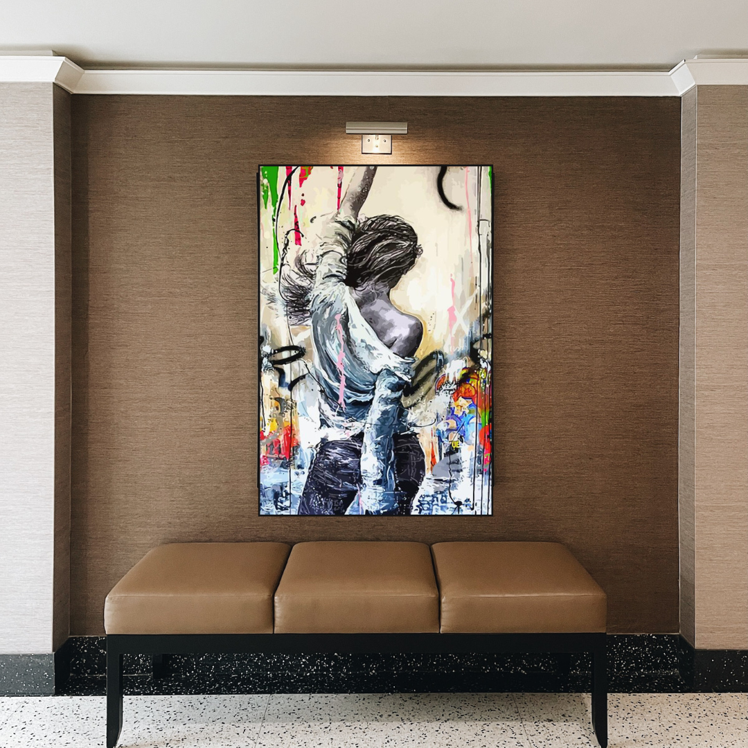 Dancing Girl Street Graffiti Canvas Wall Art-ChandeliersDecor