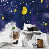 Dark Blue Midnight Sky Clouds Nursery Wallpaper-ChandeliersDecor.com