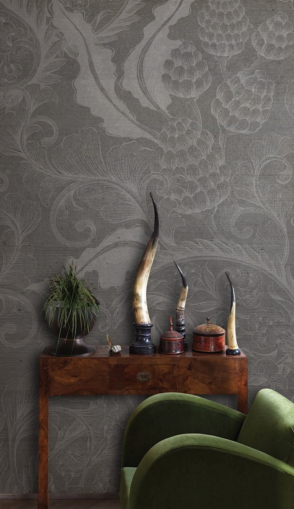 Dark Gray Scones Shadow Wallpaper Mural-ChandeliersDecor.com