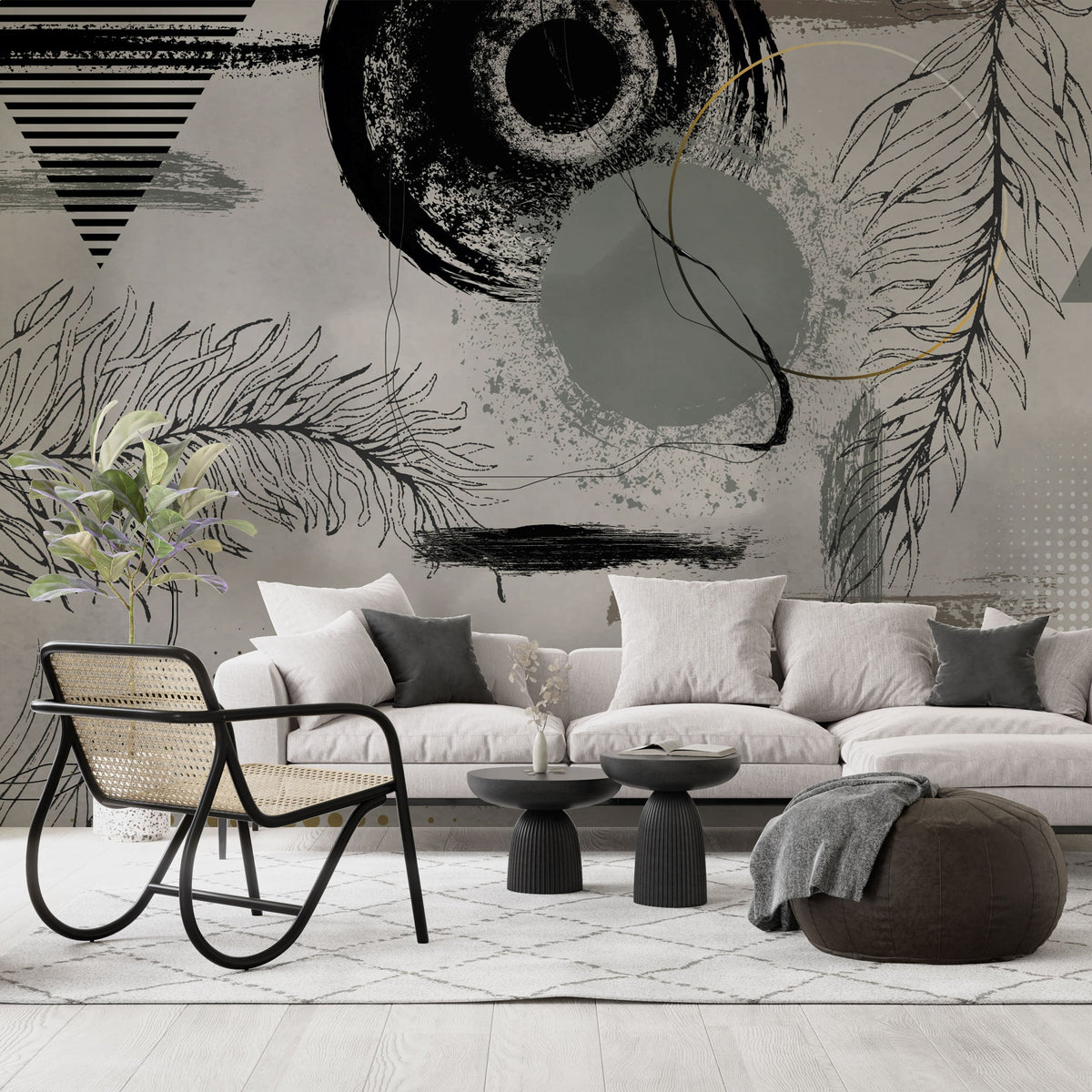 Dark Pattern Green - Living Room Wallpaper Mural-ChandeliersDecor